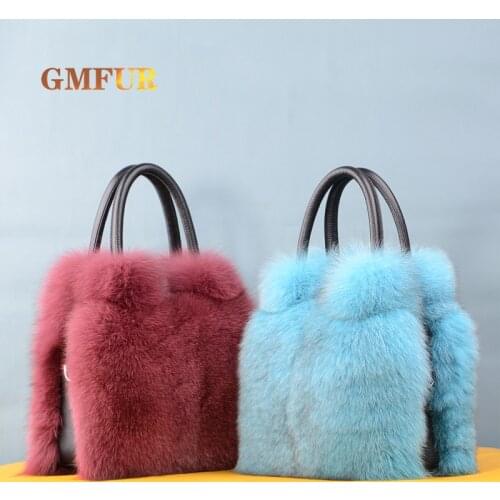 Winter New Ladies Handbag Luxury Genuine Fox Fur Bag Fashion Soft Warm Banquet Multicolor Messenger Bag High Quality Wallet