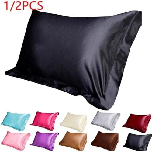 30 1/2PCS 48x74cm Emulation Silk Satin Pillowcase Single Solid Color Pillow Covers Luxury Pillow Case For Bed Throw