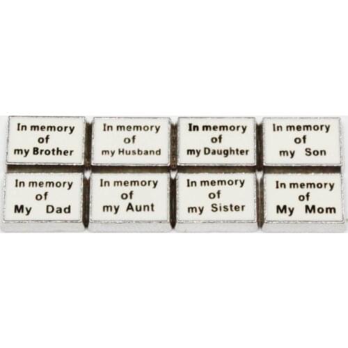 20pcs/lot In Memory Of My Family Floating Charms For Glass Lockets Memory Charms Pendants Jewelry