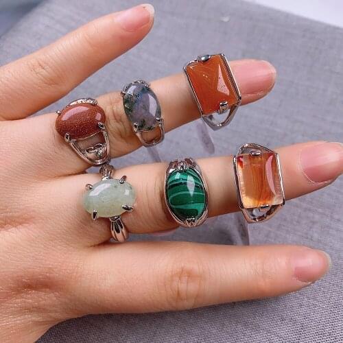 20Pcs/pack Wholesale Mix-style Natural Stone Ring Semi-precious Ring Charms For Elegant Women Love Romantic Gift
