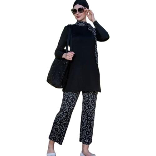 2021 Muslim Swimwear Islamic Full Cover Modesty Plus Size Summer Beach Swim Wear Arab Women Beachwear Burkini Swimsuit Hijab