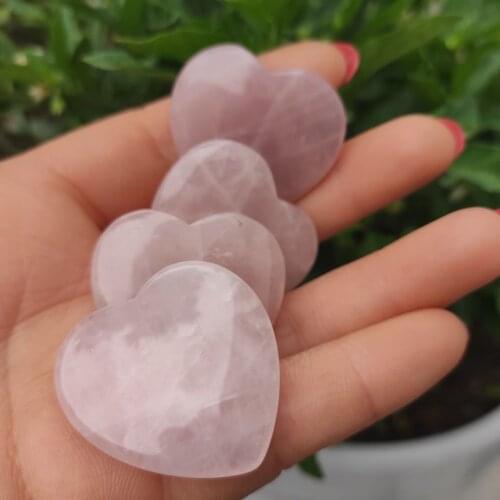 4pcs Natural Pink Quartz Crystal Heart Shape Stone Beads for jewelry making Chakra Healing Reiki Beads