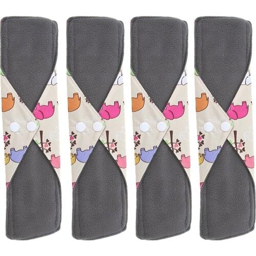 4 Pcs Large Bamboo Cloth Reusable Mama Women Menstrual Sanitary Pads 30x18cm