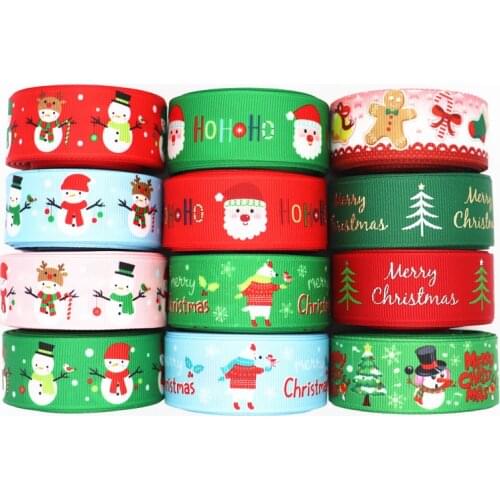 5 Yards 1'' 25MM Christmas Day Printed Grosgrain Ribbons For Hair Bows/ Gift Packaging DIY Handmade Materials Y19072401
