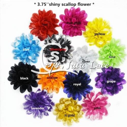 60 pcs/lot , 3.75'' scallop shiny shabby flower , shiny lotus flower