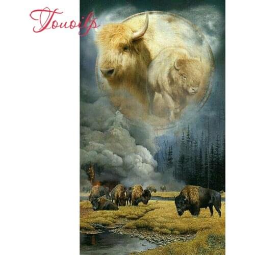 TOUOILP 5D DIY Diamond Painting Full Square/Round Drill"animal forest Cattle Bison "5d Embroidery Cross Stitch Mosaic Home Decor