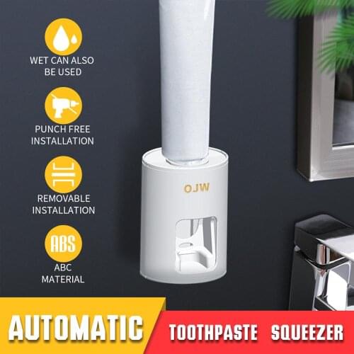 Automatic Toothpaste Dispenser Set Wall Mount Stand Holder Extrusion Hands Free
