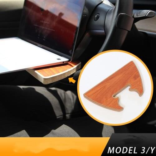 Car Steering Wheel Portable Wooden Table For Tesla Model 3 Y 2021 Accessories Food Tray Office 1PC