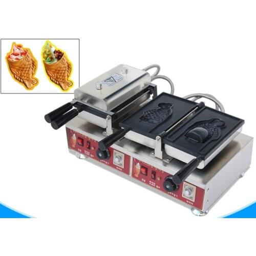 Free shipping 110V 220V Open Mouth ice cream taiyaki machine big fish cone maker