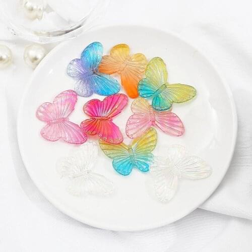 4pcs 40x30mm Multicolor Acrylic AB effect Butterfly Charm Pendant Beads for DIY Earring Parts Necklace Jewelry Findings Making