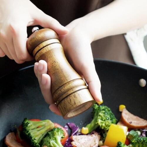 Wood Pepper Mill with Strong Rotating Grinder Kitchen Tools Box Packing