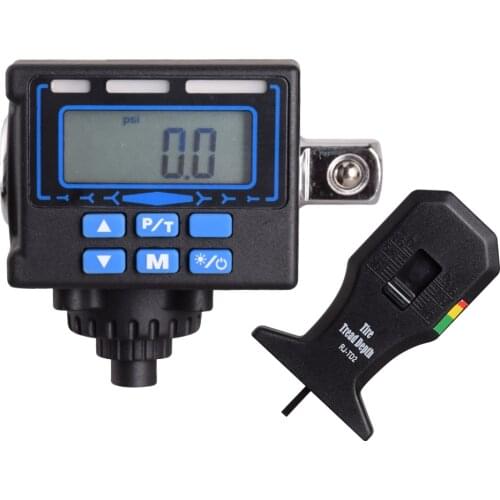 Two-in-one function of tire pressure and tread scale Digital display wrench head torque adapter tire pressure gauge
