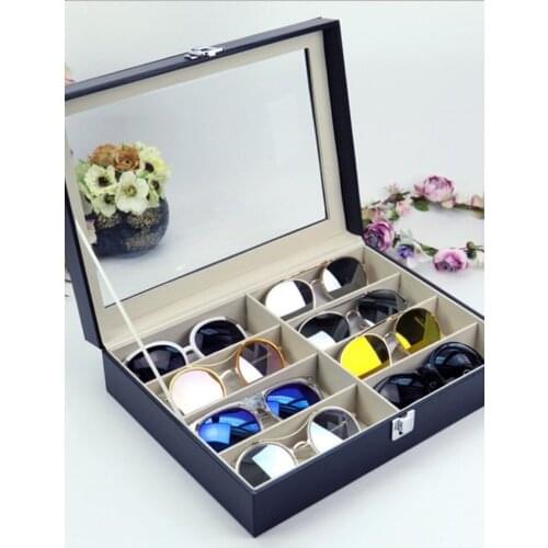 Sunglasses Storage Booth Display Box Flip Leather 8 Glasses Box Sunglasses Packaging Box Leather Box Eyeglass Holder Stand