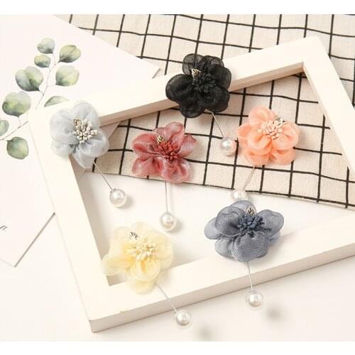 Hot sale shimmer floral Pearl Pin Scarf hijab pins brooches women fashion Accessories mix color 6 pcs/lot
