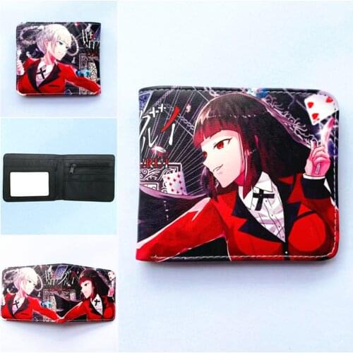 Anime Kakegurui PU Wallet Coin Pocket Student Leather Bifold Teenager Photo Card Holder Casual Boys Girls Cartoon Purses