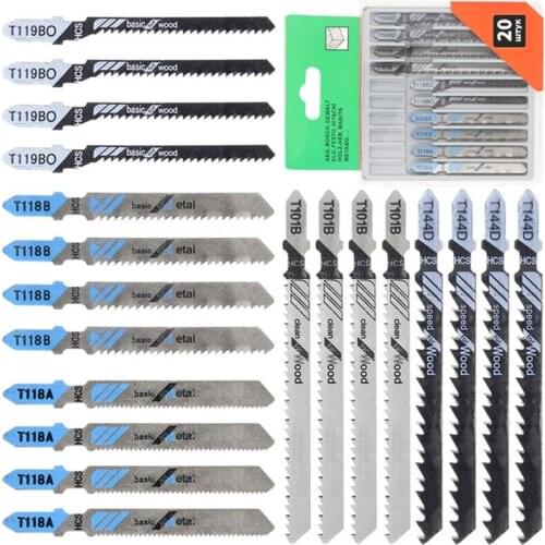 20PCS Saw Blades T-Shank Jigsaw Blades Assorted Blades for Wood Plastic Metal Cutting Saw Blades Made