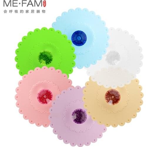 ME.FAM Colorful Acrylic Diamond Handle Lace Silicone Cup Cover 10.5 cm Seal Dust-proof Copa Lid Glass Ceramic Plastic Mug Cap