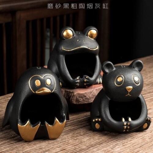Cute Animal Pet Portable Creative Ashtray Car Personality Home Living Room Decoration Hotel Trend Office Ceramic Ornaments