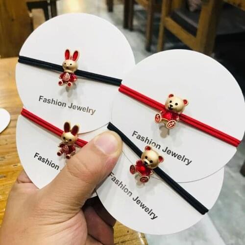 Chinese Style Fashion Hot Selling Hair Band Festival Lucky Bags Alloy Cat Hair Rope High Elastic Hair Rings Girls Kids Headpiece