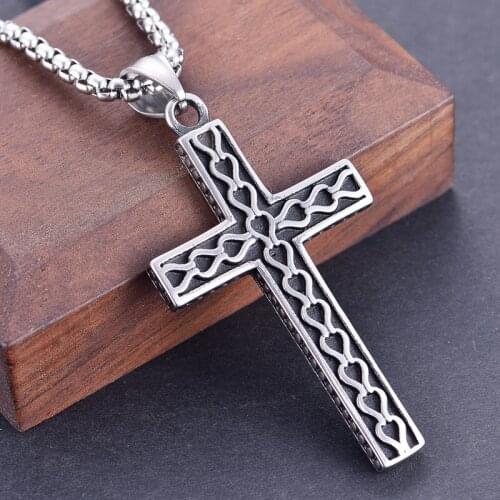 Fashion Cross Pendants Stainless Steel Jesus Cross Pendant Necklace Jewelry For Men Women