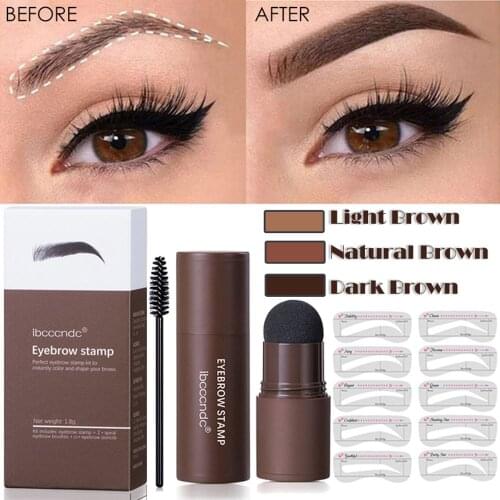 One Step Eyebrow Makeup Brow Stamp Shaping Kit With 10 Kinds Reusable Eyebrow Stencils Waterproof Long Lasting Natural Contourin