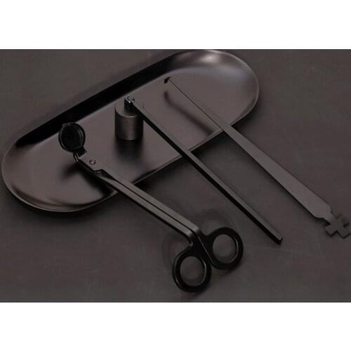 Stainless Steel Candles Repair Tool Set Black Candle Trimmer, Candle Dipper, Candle Snuffer