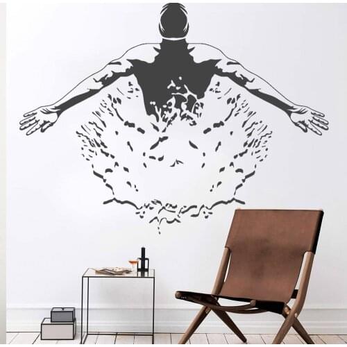 Swim Wall Decal Swimmer Pool Waterproof Art Decor Swiming Spray Pattern Vinyl Wall Sticker Home Decoration Living Room Z586