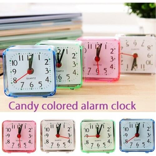 Table clock Square Small Bed Compact Travel Quartz Beep Alarm Clock Silent Non-Ticking Cute Portable Student desk clock