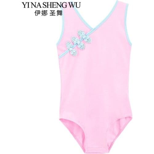 New Childrens Dance Wear Chinese Classical Style Ballet Dance Leotard Children Girls Red Pink Short Sleeve Leotard Dance Wear