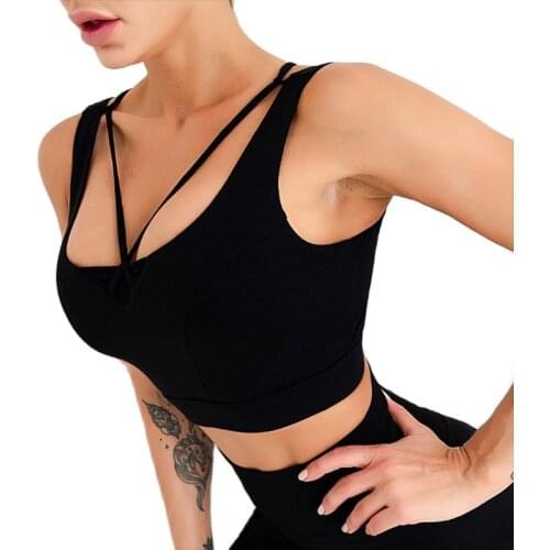 Summer new sports fitness underwear women beauty back cross yoga bra clothes sexy bra fast dry breathable gather shockproof