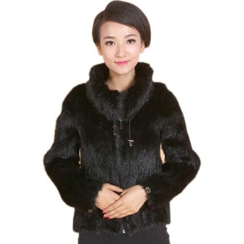 New female fur coat mink braided jacket high collar mink coat lapel jacket