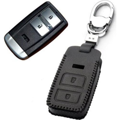 New Leather 2 Button Remote Key Bag Case Fob Holder Chain For Acura CDX TLX-L RLX RDX MDX NSX A Type