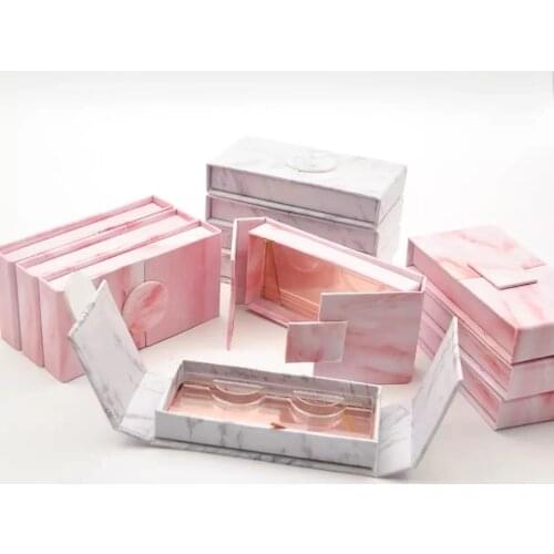 Wholesale eyelash packaging box lash boxes packaging custom logo faux cils 25mm mink eyelashes magnetic marble case bulk vendors