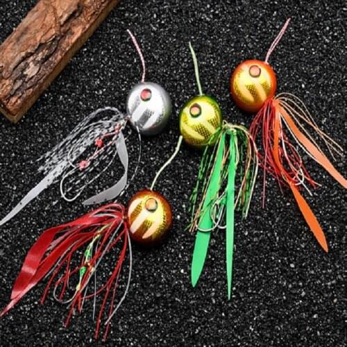 Htdob Metal Fast Sinking Jig Big Head With Rubber Skirts 60g 80g Saltwater Hook Ice Fishing Lure Tai Kabura Slider slow jig