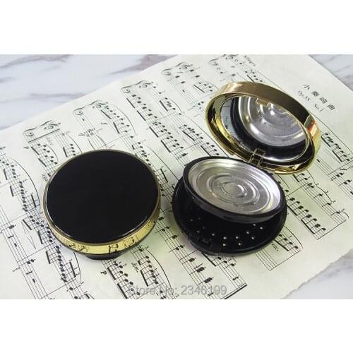 10pcs/lot 59.5mm Empty Plastic DIY Cosmetic Blusher Container, Double-layer Black Cosmetic Powder Compacts n Mirror, Makeup Tool