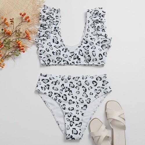 Sexy Ruffled High Waist Bikini 2021 Mujer Leopard Swimwear Women Push Up Swimsuit Bathing Suit Brazilian Two Piece Bikinis Set
