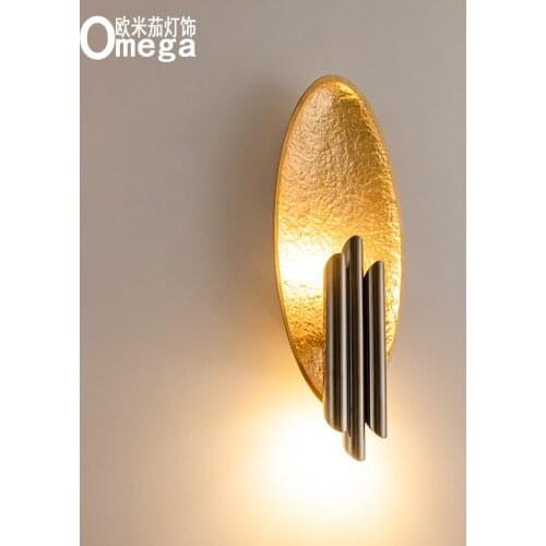 Nordic post-modern creative stainless steel wall lamp corridor staircase gallery wall lamp living room bedroom bedside wall lamp