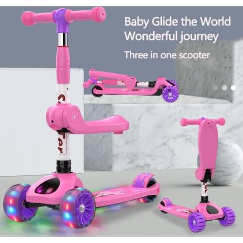 Scooter children 1-2-6 year olds three-in-one yo baby can sit and ride slippery single foot scooter