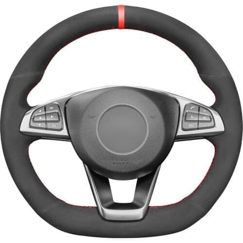 Hand-stitched Black Suede Car Steering Wheel Cover for Mercedes Benz C200 C250 C300 B250 B260 A200 A250 Sport CLA220 CLS400 E200