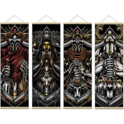 Japanese Samurai Canvas Posters Painting Decorative Scroll Hanging Painting for Living Room Wall Art Picture
