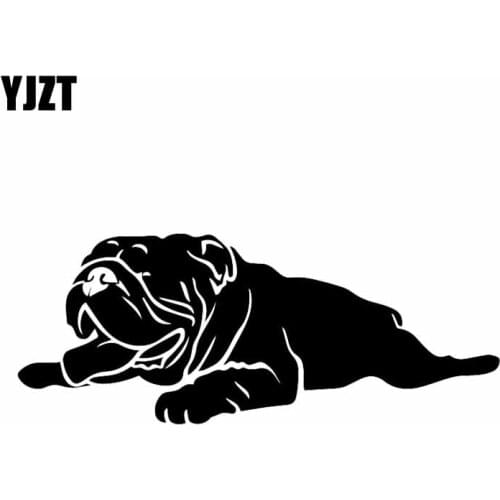 YJZT 18.2X7.2CM Creative Vinyl Decal English Bulldog Pet Animal Car Stickers Funny Dog Black/Silver C24-1496