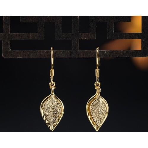 VLA 925 Silver Personality Fashion Basil Leaf Earrings For Women 2021 New Style Elegant Leaf Earrings Office Accessories