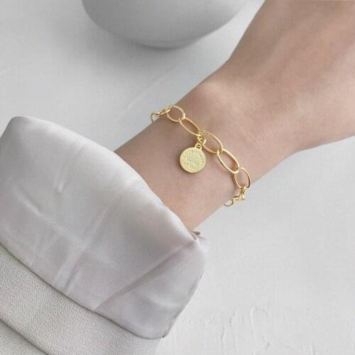 Silvology Sterling English Round Card Chain Bracelets Love Always Being Atlast Lette Female Bracelets Summer Jewelry