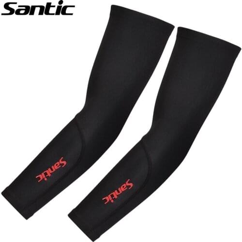 Santic Arm Sleeve Winter Thermal Fleece Cycling Arm Warmers Men Women Basketball Running Arm Sleeves Sports Armwarmers