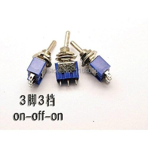 100pcs 3-Pin SPDT ON-OFF-ON Toggle Switch 6A 125VAC Mini Switches