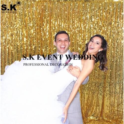 2.6x2.6M Sequin Backdrop Curtain Glitter Stage Background Photo Booth Our Door Wedding Event Banquet Decoration