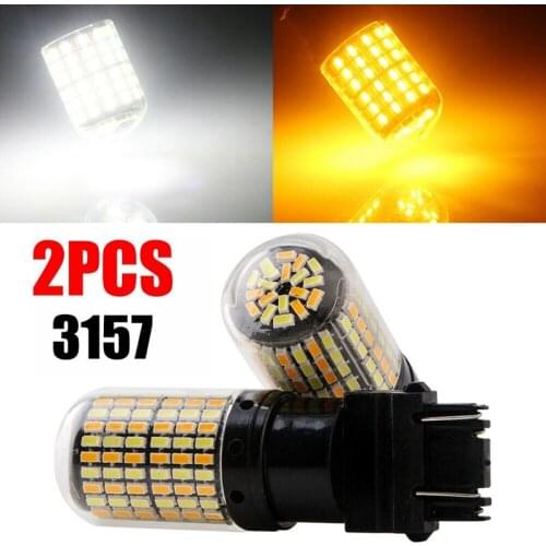 2Pcs 3757 3157 4157NA LED Bulb Switchback White Amber Parking Turn Signal Light