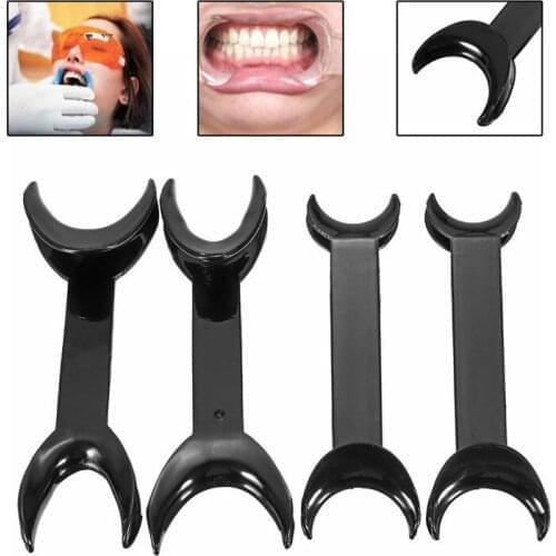 4pcs Dental Tool T-Shape Black Intraoral Cheek Lip Retractor Opener Double Head Orthodontic Teeth Mouth Opener Size Small+Large
