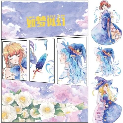 5 Designs Fairy Girls PET Special Oil Washi Tapes Bullet Journal Masking Tape Adhesive Tape DIY Scrapbooking Washi Stickers