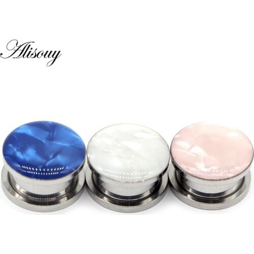 Alisouy Unisex 2PC Steel auricle Ear Plugs Tunnel Flesh Earring Gauges Piercings Tunnels Expanders Rings Body Jewelry 6mm - 25mm